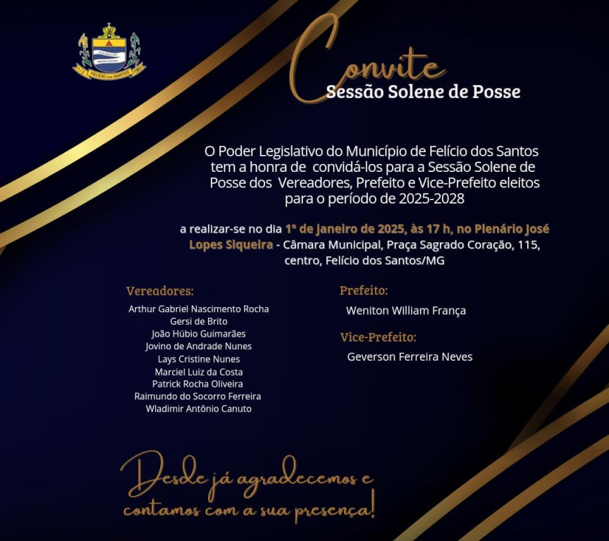 CONVITE SESSÃO SOLENE DE POSSE